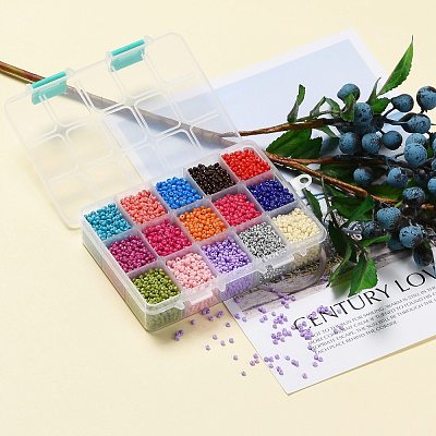 375G 15 Colors Baking Paint Glass Seed Beads SEED-JP0004-03-3mm-1