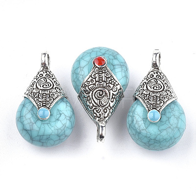 Tibetan Style Resin Pendants X-RESI-T022-16G-1