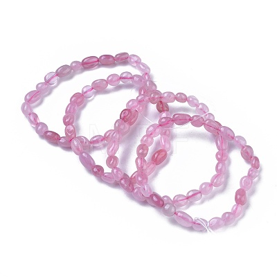 Natural Rose Quartz Bead Stretch Bracelets BJEW-K213-34-1
