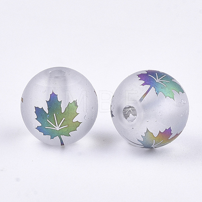 Autumn Theme Electroplate Transparent Glass Beads X-EGLA-S178-01E-1