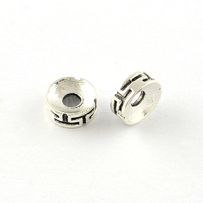 Flat Round Tibetan Style Alloy Spacers Beads X-TIBEB-Q066-06AS-LF-1