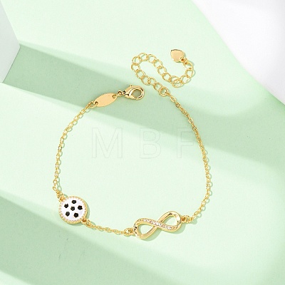 Sports Brass Micro Pave Cubic Zirconia Infinity Link Bracelets BJEW-D386-01E-G-1