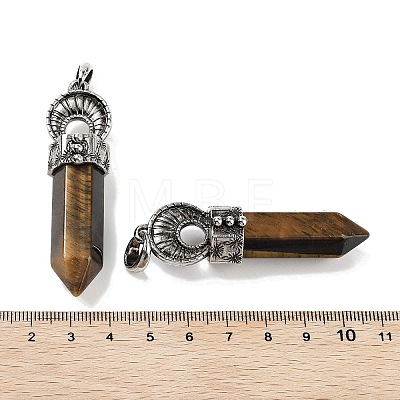 Natural Tiger Eye Pointed Big Pendants G-Q163-02AS-03-1