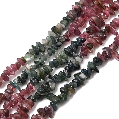 Natural Multicolor Tourmaline Chip Bead Strands G-M298-15-1