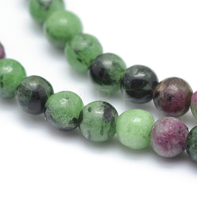 Natural Ruby in Zoisite Round Beads Strands G-P331-02-4mm-1