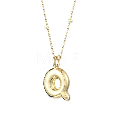 1Pc Initial Letter Brass Pendant Necklaces NJEW-YW0001-24Q-1