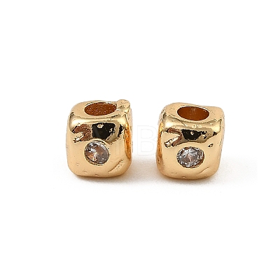Brass Clear Cubic Zirconia Beads KK-D106-10G-1