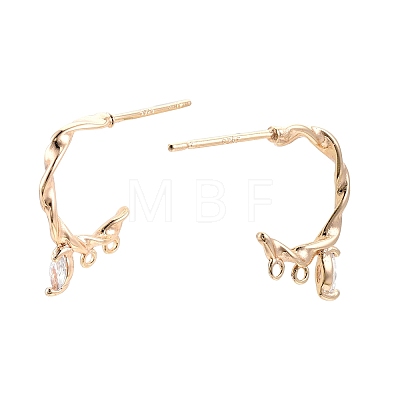 Horse Eye Brass with Clear Cubic Zirconia Stud Earrings Findings KK-G436-03G-1