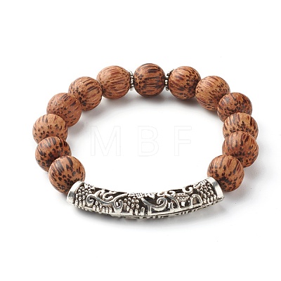 Natural Coconut Wood Beads Stretch Bracelets BJEW-JB06642-1