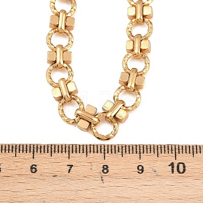 8MM 304 Stainless Steel Textured Ring Link Chain Necklaces NJEW-Z105-04G-03-1