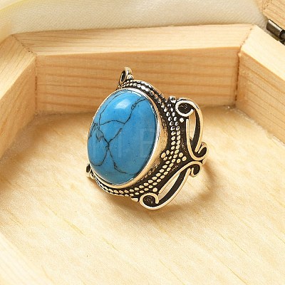 Synthetic Turquoise Adjustable Rings RJEW-I108-02AS-09-1