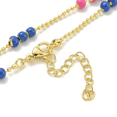 Brass Enamel Link Chain Necklaces NJEW-H039-01G-02-1