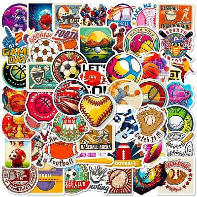 50Pcs Sport Ball PP Waterproof Sticker Labels PW-WG71457-01-1