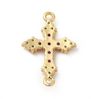 Eco-Friendly Rack Plating Brass Pave Cubic Zirconia Connector Charms KK-F847-06G-1