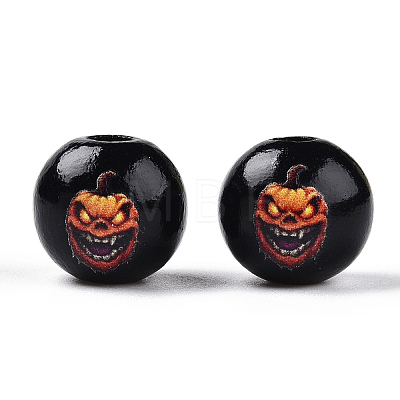 Halloween Theme Wood European Beads WOOD-N016-04E-1