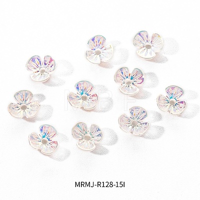 Electroplated 3-petal Flower Resin Cabochons MRMJ-R128-15I-1