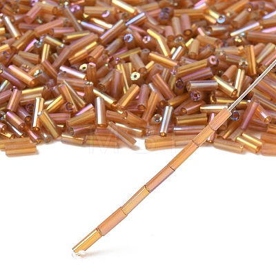 AB Color Plated Glass Bugle Beads SEED-R012-162C-1