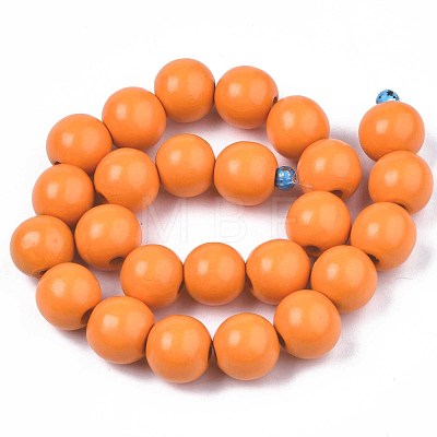 Spray Painted Natural Wood Beads Strands WOOD-S053-56E-1