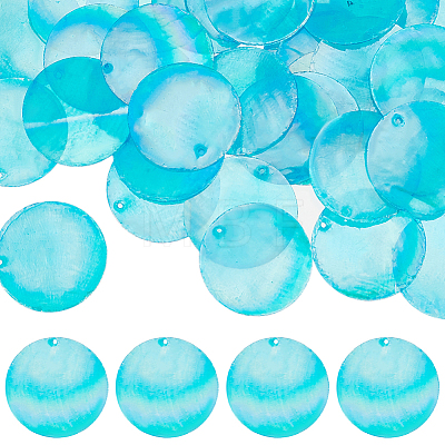 40Pcs AB Color Plated Capiz Shell Pendants SSHEL-SC0001-26-1