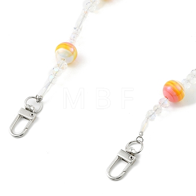 Glass & Stripe Resin Bead Decorative Purse Chains AJEW-BA00115-1
