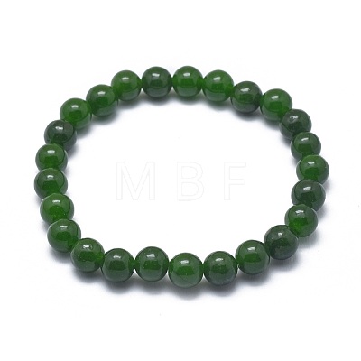 Natural TaiWan Jade Bead Stretch Bracelets X-BJEW-K212-C-019-1