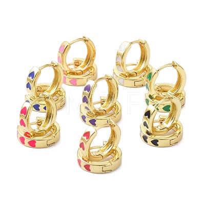 Brass Enamel Hoop Earrings KK-P205-18G-1