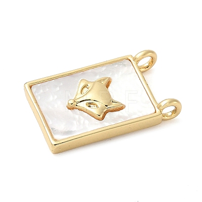 Brass Pave Natural White Shell Pendants KK-S522-02B-G-1