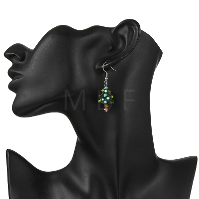 304 Stainless Steel Christmas Tree Dangle Earrings EJEW-JE06524-1