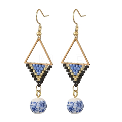 304 Stainless Steel with Cylinder Seed Beads Dangle Earrings EJEW-MZ00810-01-1