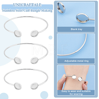Unicraftale 8Pcs Adjustable 304 Stainless Steel Cuff Bangle Making STAS-UN0040-43-1
