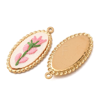 304 Stainless Steel & Cloth Embroidered Pendants FB-CBAFBAF-11G-02-1