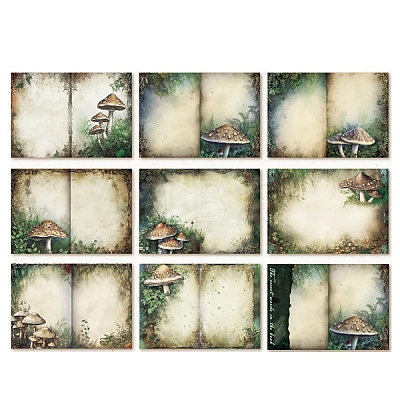 40Pcs 8 Styles Mushroom Scrapbooking Paper Pads PW-WG56939-03-1