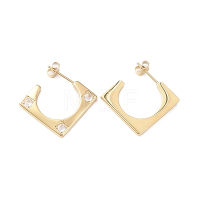 Cubic Zirconia Rectangle Stud Earrings EJEW-A097-01G-02-1