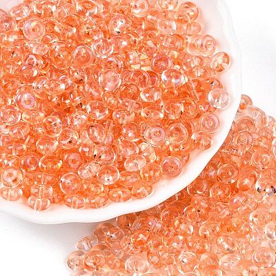 Spray Painted Transparent Glass Seed Beads SEED-T007-05D-1