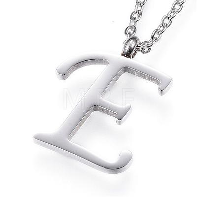304 Stainless Steel Initial Pendant Necklaces NJEW-P151-E-P-1