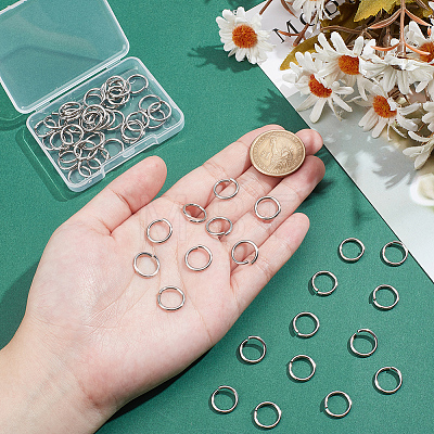 60Pcs Tarnish Resistant 304 Stainless Steel Open Jump Rings STAS-LP0001-39P-08-1