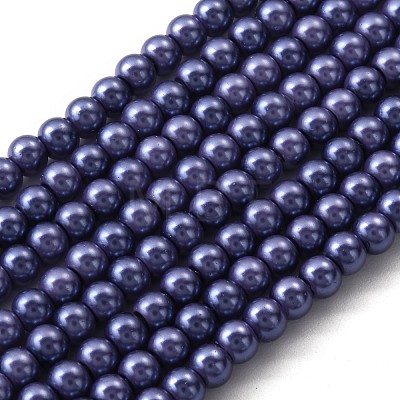 Eco-Friendly Dyed Glass Pearl Round Beads Strands X-HY-A002-4mm-RB079N-1