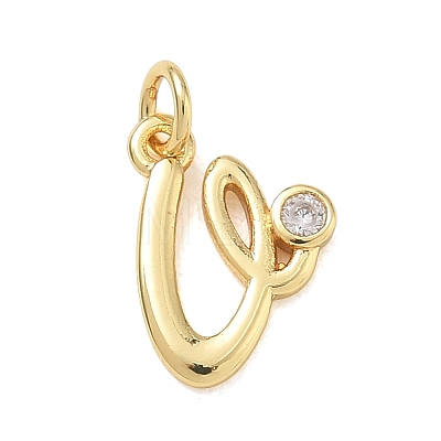 Brass Micro Pave Clear Cubic Zirconia Charms KK-D289-66G-V-1