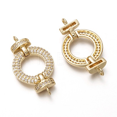 Brass Micro Pave Clear Cubic Zirconia Links Connectors ZIRC-C020-19G-1