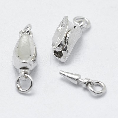 Rhodium Plated 925 Sterling Silver Box Clasps STER-F037-032P-1