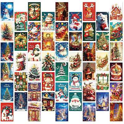 50Pcs Christmas Paper Greeting Cards DIY-P085-15A-1