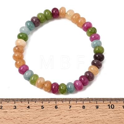 Dyed Natural White Jade Rainbow Rondelle Beaded Stretch Bracelets for Women GG-CBA3F02-04-1