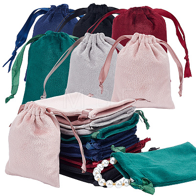 24Pcs 6 Colors Velvet Jewelry Drawstring Bags TP-HY0001-05A-1