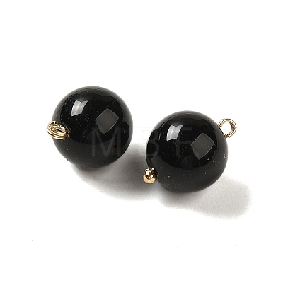 Natural Black Onyx(Dyed & Heated) Sphere Charms G-G110-01G-01-1