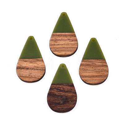 Opaque Resin & Walnut Wood Pendants RESI-N025-030-B02-1
