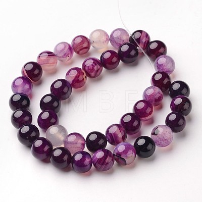 Natural Striped Agate/Banded Agate Beads Strands X-G-D845-01A-8mm-1