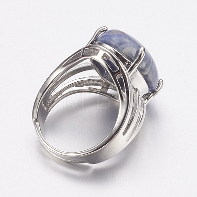 Natural Sodalite Wide Band Finger Rings RJEW-K224-A11-1