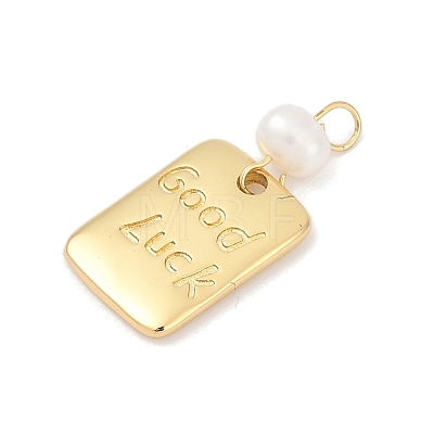 Natural Cultured Freshwater Pearl & Brass Pendants KK-U062-08G-1
