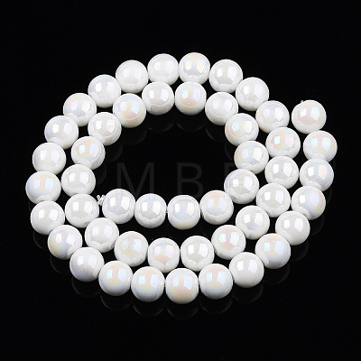 Electroplate Opaque Glass Beads Strands GLAA-T032-P10mm-AB02-1