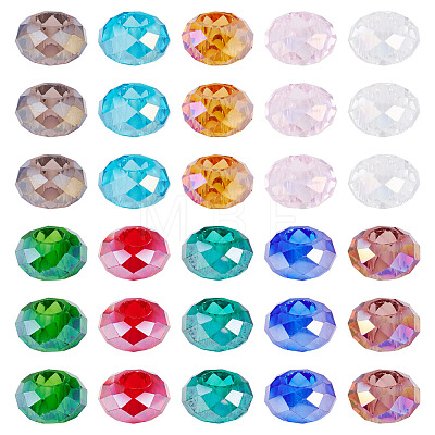 50Pcs 10 Colors Transparent Glass European Beads GPDL-TA0001-13-1